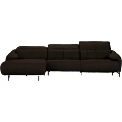 Ecksofa in Echtleder Dunkelbraun 165/313 cm