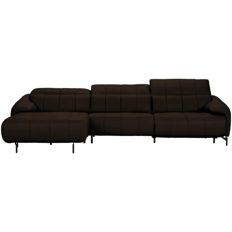 Ecksofa in Echtleder Dunkelbraun 165/313 cm