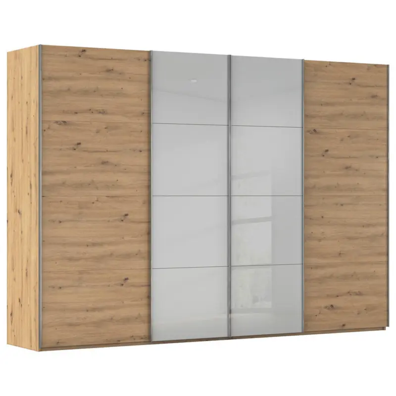 Schwebet&uuml;renschrank in Eiche Artisan, Seidengrau