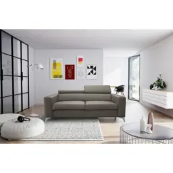 Schlafsofa Mondo in Lederlook Echtleder Schlammfarben Modern, Landhaus, Industrial