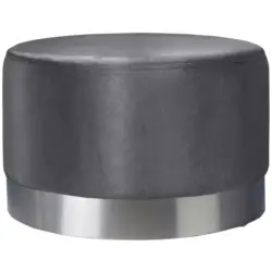 Hocker in Metall, Textil Grau, Edelstahlfarben