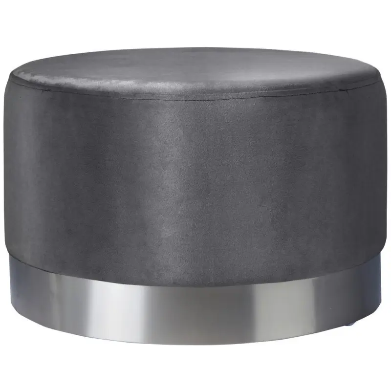 Hocker in Metall, Textil Grau, Edelstahlfarben