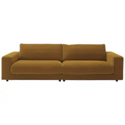 3-Sitzer-Sofa in Chenille Hellgr&uuml;n, Senfgelb
