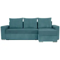 Ecksofa in Cord, Mikrofaser Graublau 239/141 cm