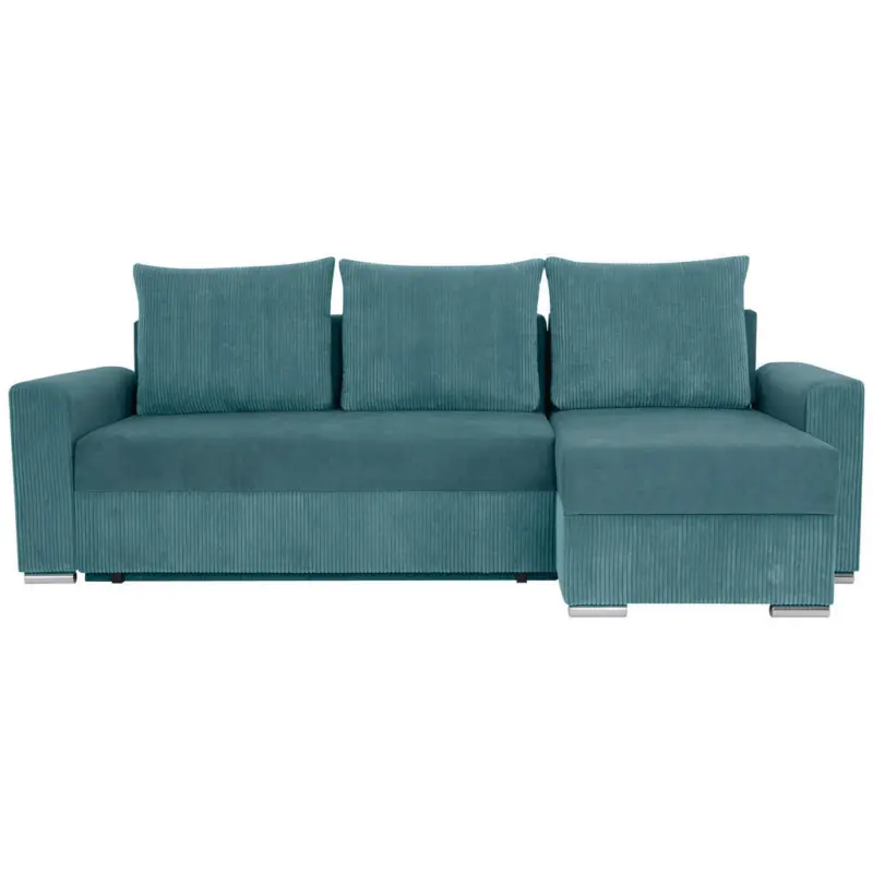 Ecksofa in Cord, Mikrofaser Graublau 239/141 cm