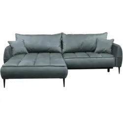 Ecksofa in Velours Blau 189/260 cm