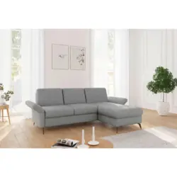 Ecksofa Rochelle E in Flachgewebe Grau 251/164 cm