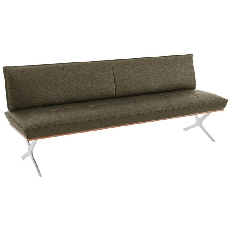 Sitzbank 214/88/66 cm in Nussbaumfarben, Nickelfarben, Olivgr&uuml;n