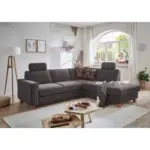 XXXLutz Lauterach - Ihr M&ouml;belhaus bei Bregenz Ecksofa in Flachgewebe Dunkelgrau 236/213 cm