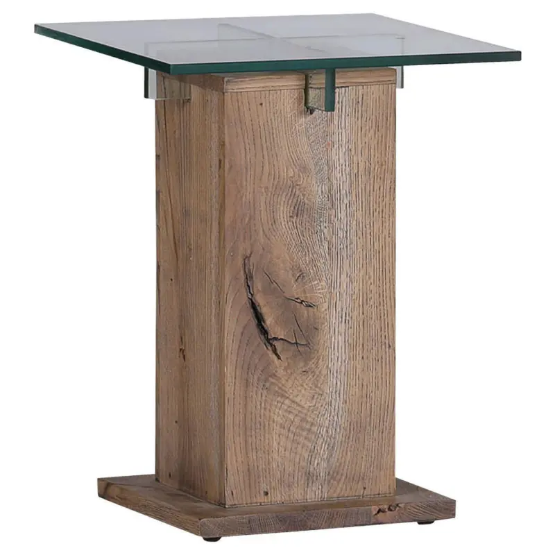 Beistelltisch in Holz, Glas 40/40/50 cm