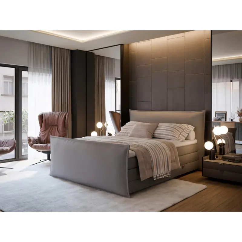 Boxspringbett 160/200 cm in Silberfarben