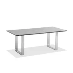 Gartentisch Kunststoff Grau, Edelstahlfarben rechteckig