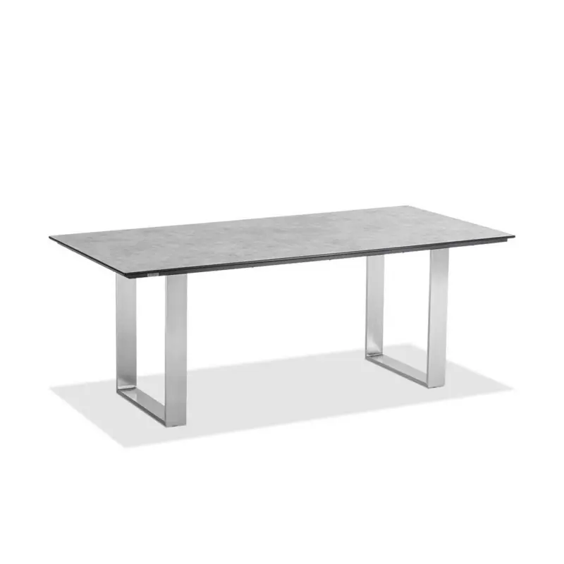 Gartentisch Kunststoff Grau, Edelstahlfarben rechteckig