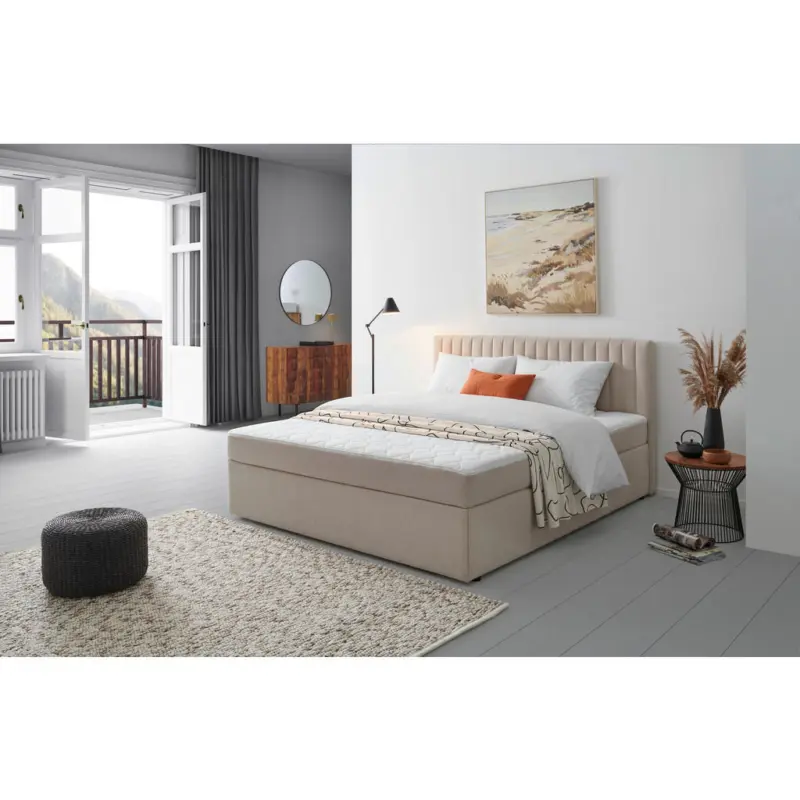 Boxbett 180/200 cm in Creme