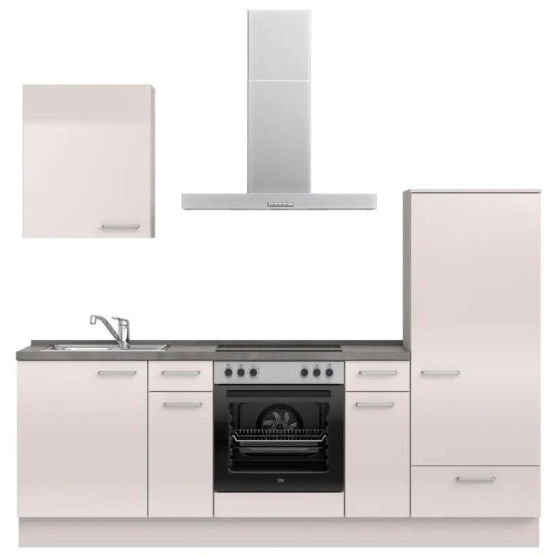 K&uuml;chenblock 240 cm in Schieferfarben, Hellgrau