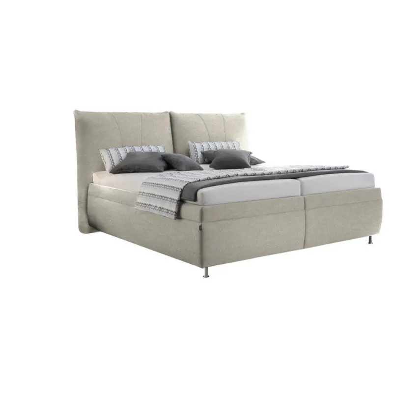 Polsterbett Matratze, gepolstertes Kopfteil, Lattenrost, Bettkasten Greige 160/200 cm