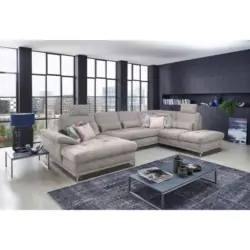 Wohnlandschaft in Flachgewebe Silberfarben