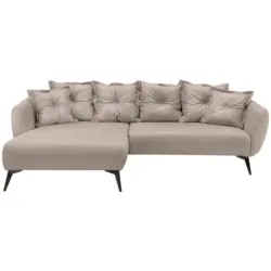 Ecksofa in Lederlook Beige 162/277 cm