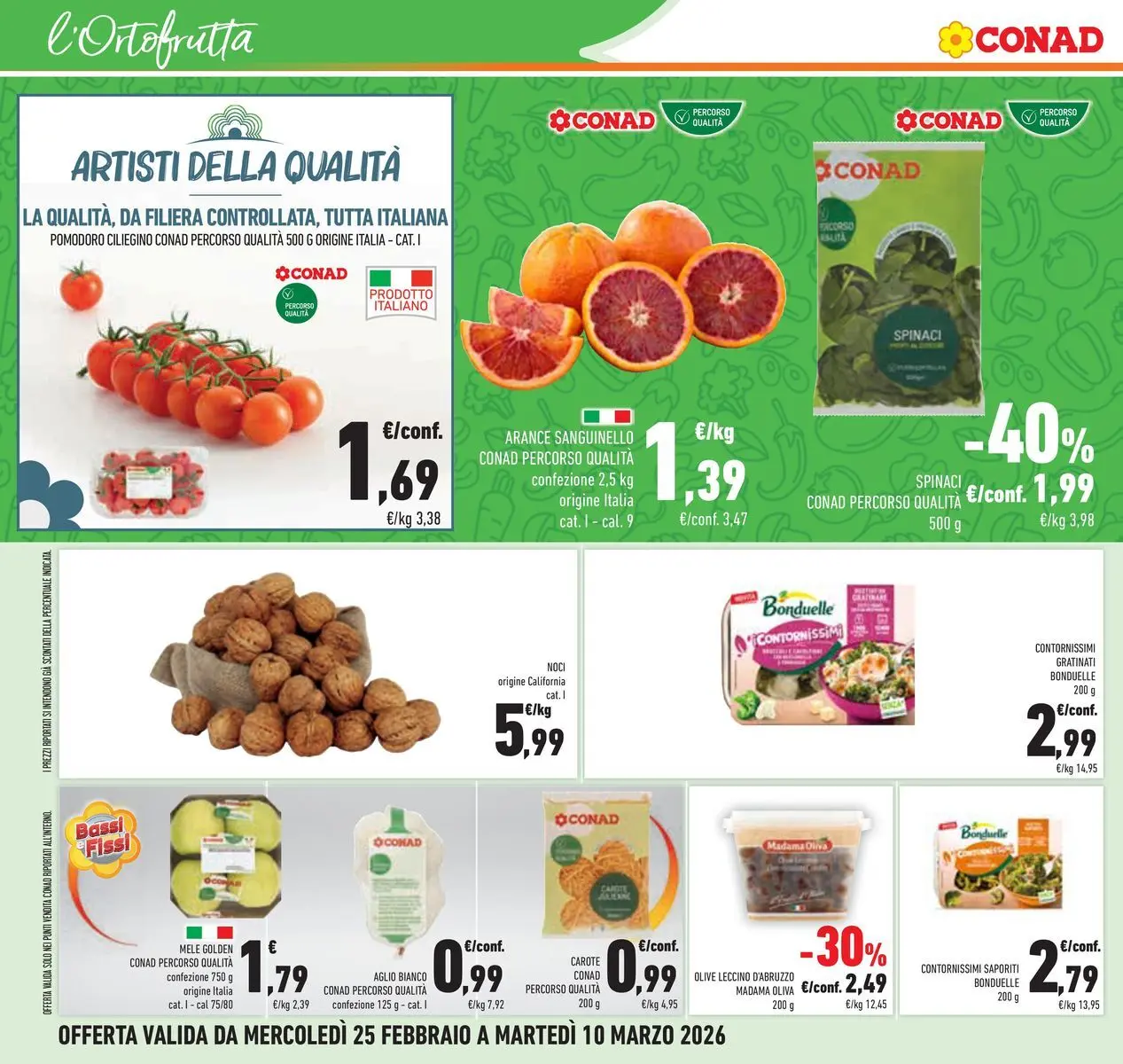 Volantino Conad dal 25/02/2026 > Anteprima | Pagina: 10 | Prodotti: Mele, Arance, Olive, Spinaci