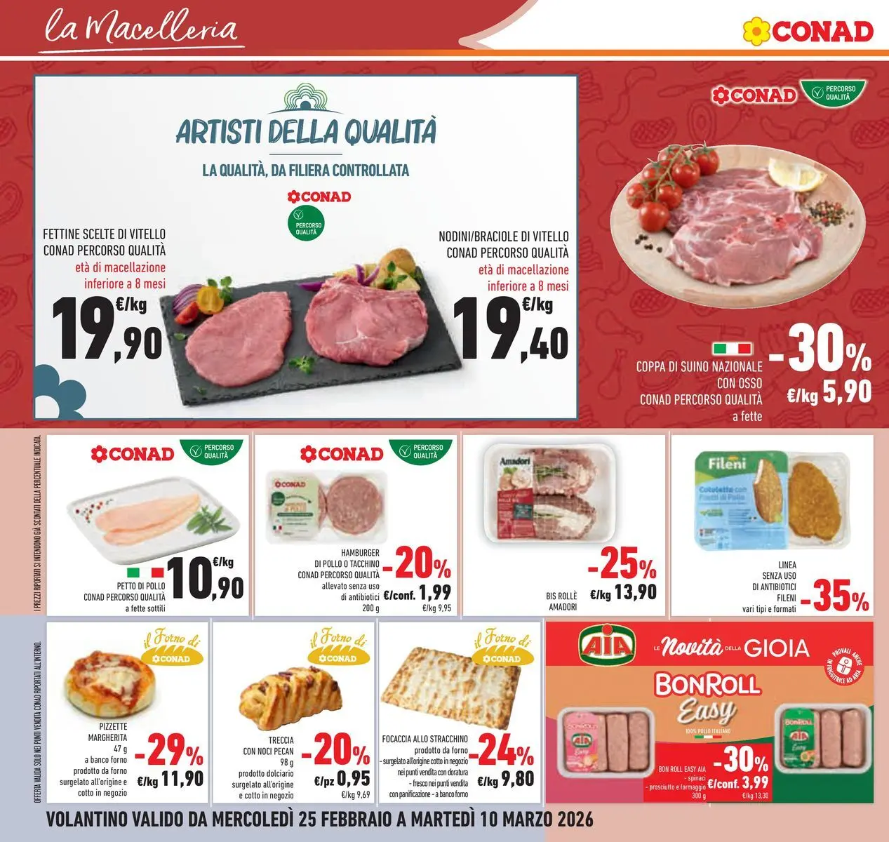 Volantino Conad dal 25/02/2026 > Anteprima | Pagina: 14 | Prodotti: Petto di Pollo, Tacchino, Noci, Forno