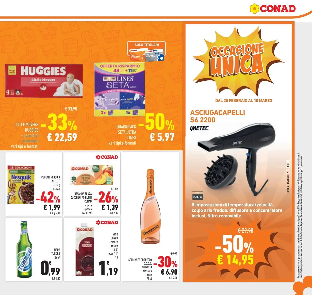 Volantino Conad dal 25/02/2026 > Anteprima | Pagina: 19 | Prodotti: Prosecco, Pesca, Pera, Vino rosso