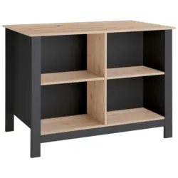 K&uuml;cheninsel in Anthrazit, Eiche Artisan