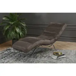 Relaxliege in Echtleder Dunkelgrau