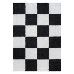 Hochflorteppich 140/200 cm Milano Schwarz, Wei&szlig;