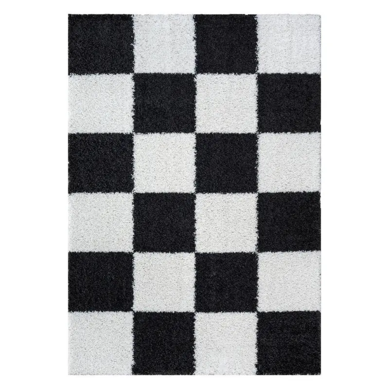 Hochflorteppich 140/200 cm Milano Schwarz, Wei&szlig;