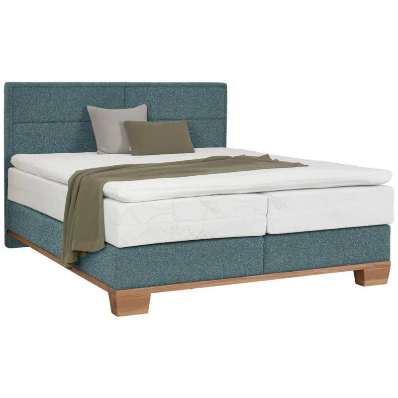 Boxspringbett 180/200 cm in Eichefarben, Petrol
