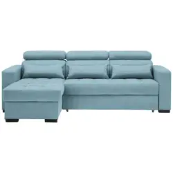 Ecksofa in Struktur Blau 179/240 cm