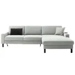 Ecksofa in Cord Silberfarben