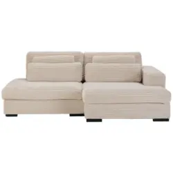 Ecksofa in Cord Naturfarben