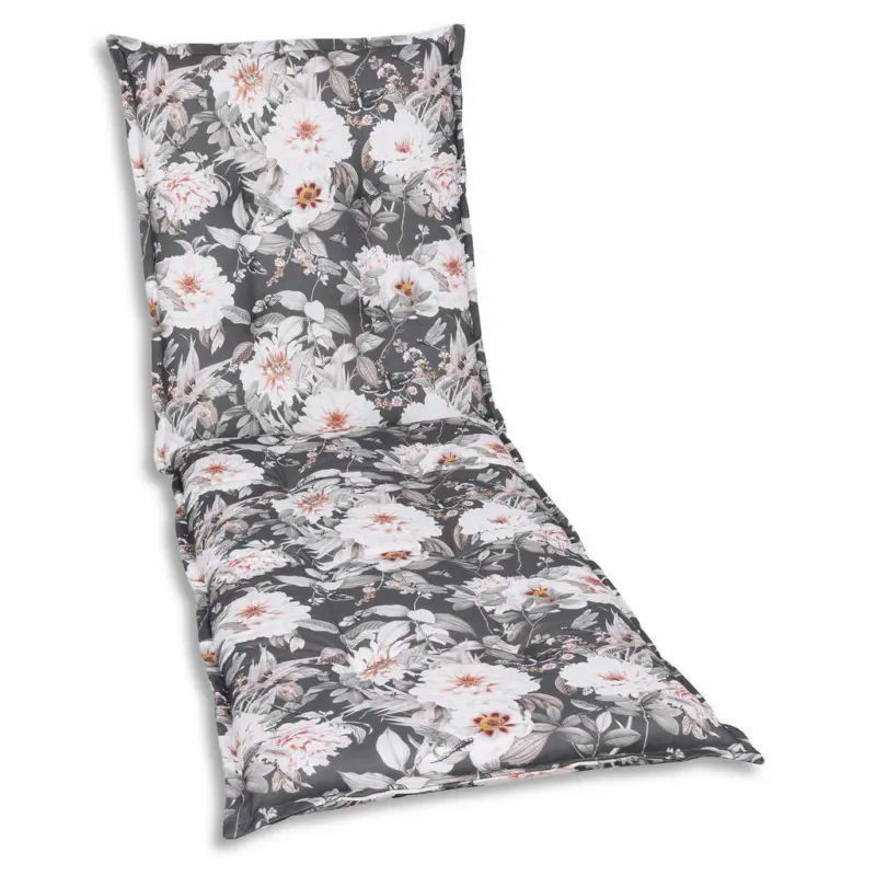 Liegenauflage in Anthrazit, Grau, Wei&szlig; Blume