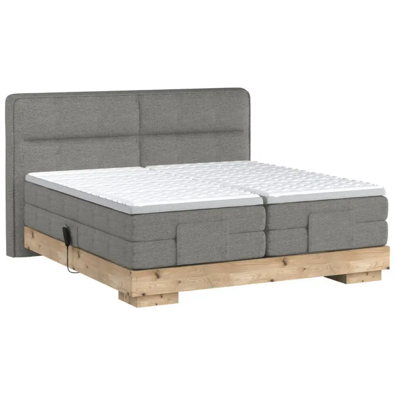 Boxspringbett 160/200 cm in Taupe, Eichefarben