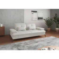 3-Sitzer-Sofa in Echtleder Wei&szlig;