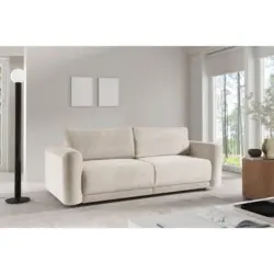 Schlafsofa Norman in gerippt Creme