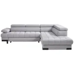 Ecksofa in Webstoff Grau 263/223 cm