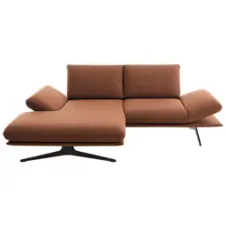 Ecksofa in Flachgewebe Cognac 155/234 cm