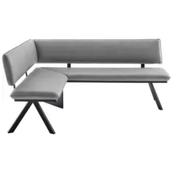 Eckbank 165/205 cm in Schwarz, Hellgrau