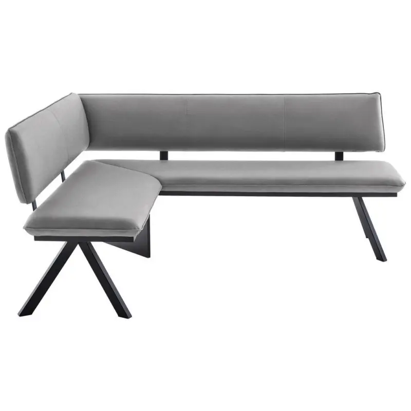 Eckbank 165/205 cm in Schwarz, Hellgrau