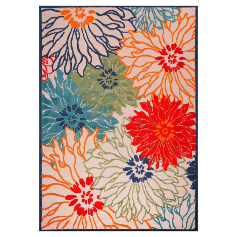 Outdoorteppich 80/150 cm Floral Rot