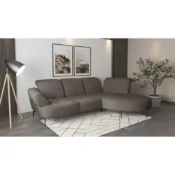 Ecksofa Dance E in Flachgewebe Schlammfarben 313/208 cm