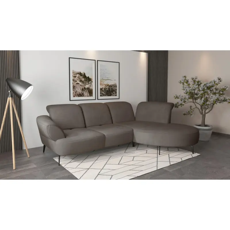 Ecksofa Dance E in Flachgewebe Schlammfarben 313/208 cm