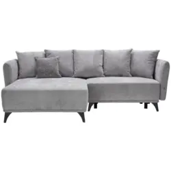 Ecksofa in Chenille Grau 172/255 cm