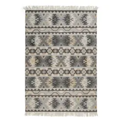 Handwebteppich 80/150 cm Balou Hellgrau, Beige