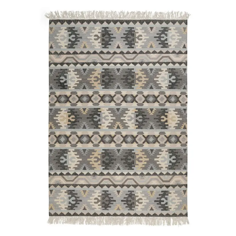 Handwebteppich 80/150 cm Balou Hellgrau, Beige