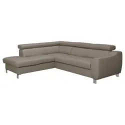 Ecksofa in Lederlook Echtleder Taupe
