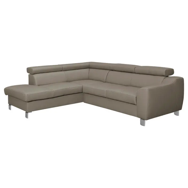 Ecksofa in Lederlook Echtleder Taupe