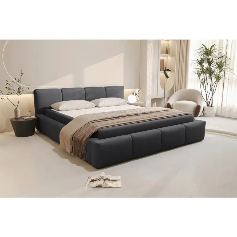 Polsterbett Lattenrost, Bettkasten Anthrazit 200/200 cm